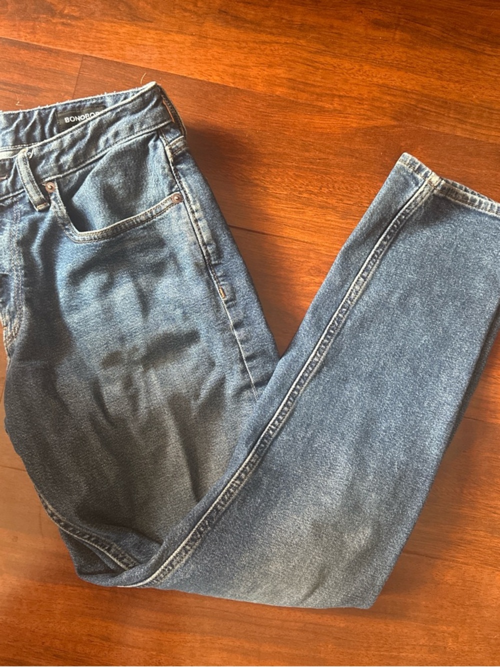 Bonobos Dark Blue Denim Pants with Branded Waistband